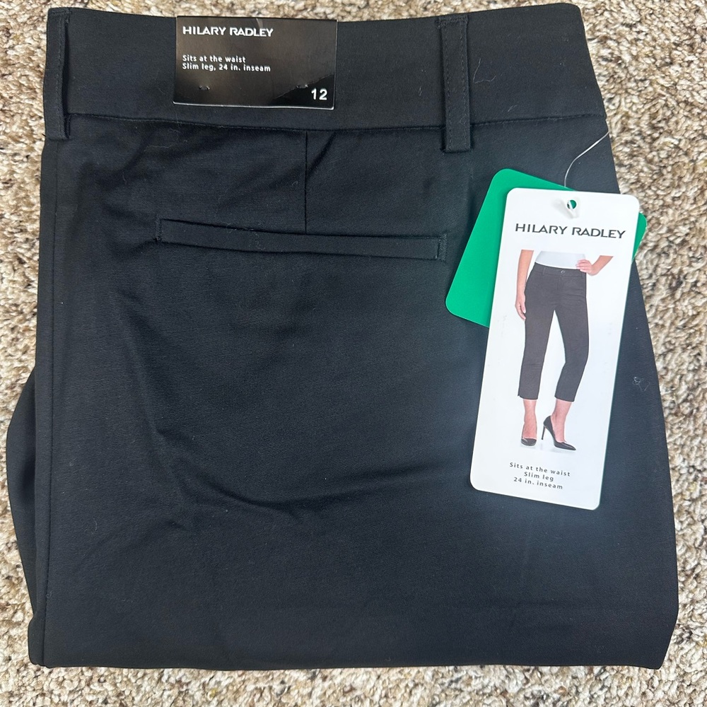Hilary Radley Womens Black Slim Leg Crop Pant 24” Inseam Size 12 New SitsAtWaist